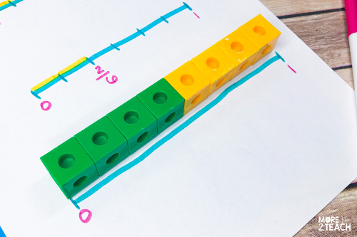 Teaching kids about fractions on a number line can be tricky. Read about 4 hands on fraction activities for kids that will make learning about fractions on a number line fun! They’re easy to setup, a great visual to help teach fractions, and involve using cubes, pipe cleaners, beads, and markers. #Teachingfractions #Handsonfractions #Fractionactivities