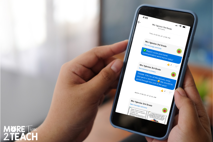 Teachers communicate with parents via a text app such as Remind.
